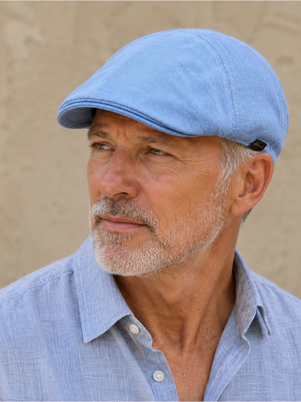 Sterkowski 100% Linen Newsboy Flat Cap Size 58 Light Blue Made in Poland